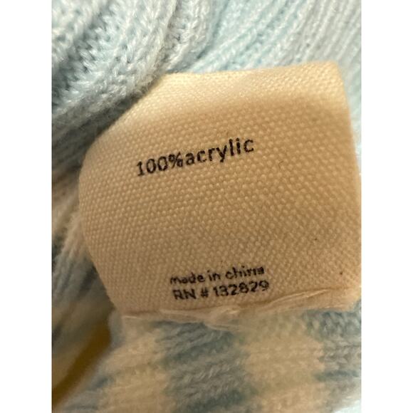 All The Ways Blue Striped Rib Knit Long Sleeve Turtleneck Crop Sweater Top Sz XS - Picture 4 of 4